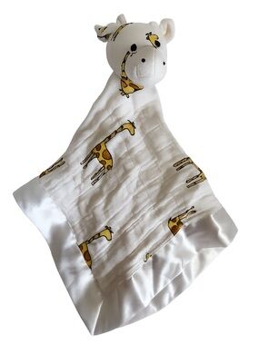 Aden + Anais Giraffe Lovey Security Blanket White Muslin Jungle Theme Satin